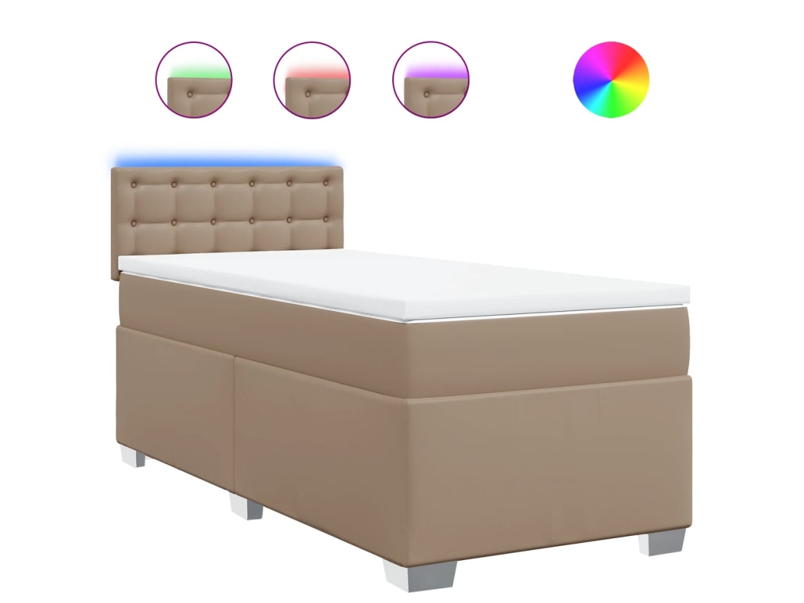 Cama box spring VIDAXL Marrom Couro Artificial (80 x 200 cm)
