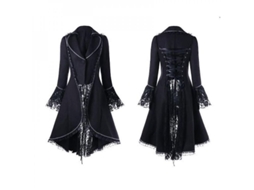 Rebe - Vestido gótico punk de renda para mulheres Dr Iyk L Preto