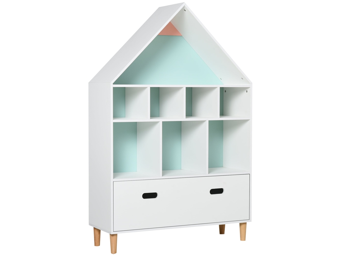 Estante de Brinquedos Infantil com Nichos Cubos em Madeira 82x30x126cm BTFORUS