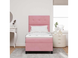 Vidaxl Cama Box Spring Led Com Cabeceira Rosa 80 X 200 Cm Veludo