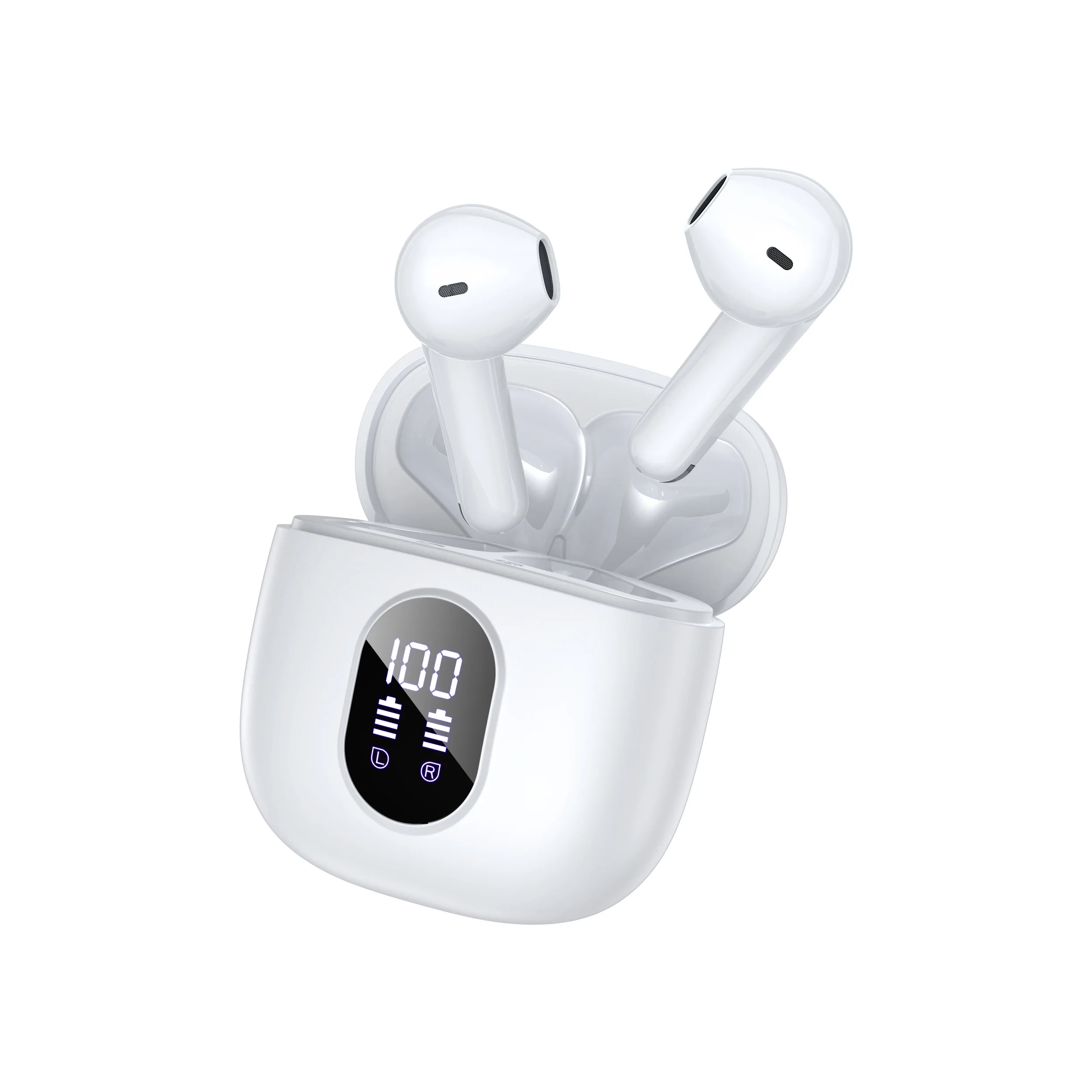Fone De Ouvido Bluetooth 5.3 com visualizador digital estéreo verdadeiro e microfone.