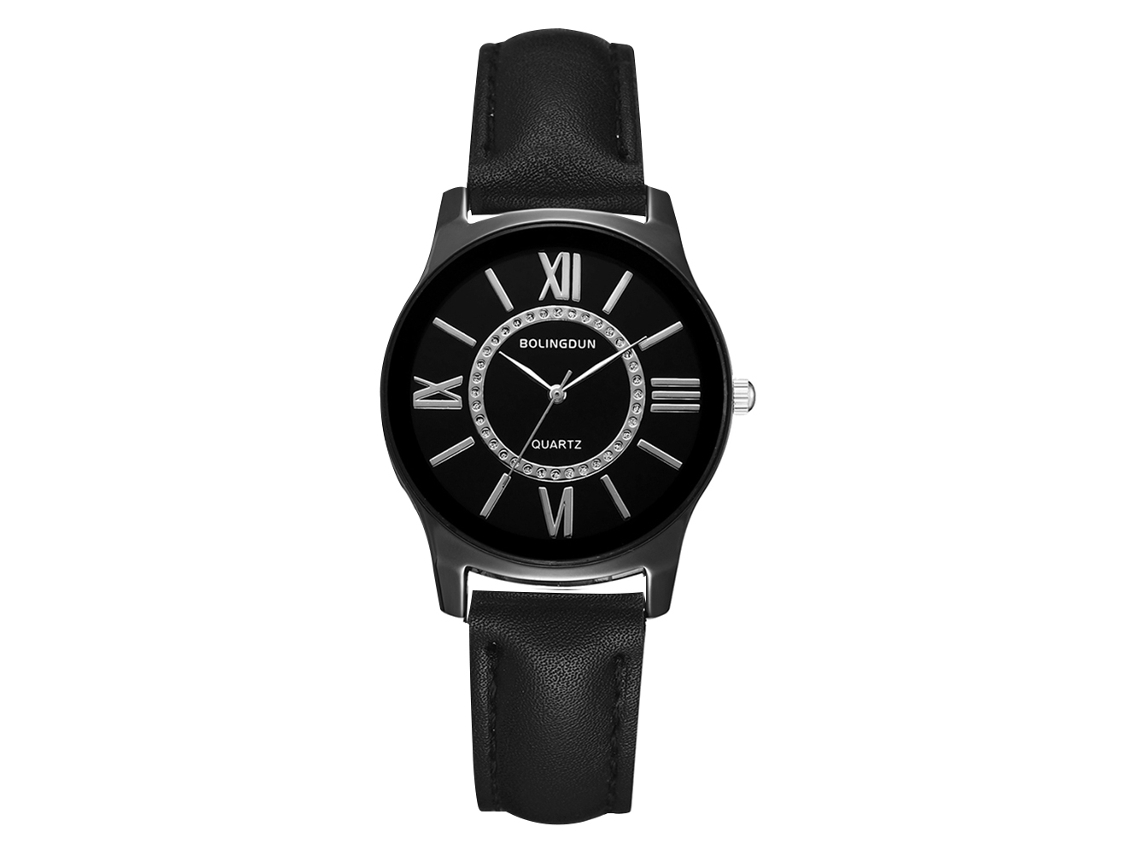Reloj De Mujer Con Caja De Aleación Y Cuero Pu, Números Romanos, Estilo Empresarial Casual