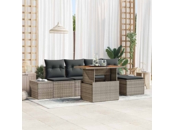 Vidaxl Conjunto De Sofá De Jardim 6 Unid. Cinzeto Rattan Sintético