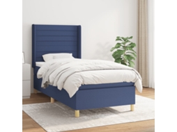 Cama Com Molas/colchão 90x200 Cm Tecido Azul