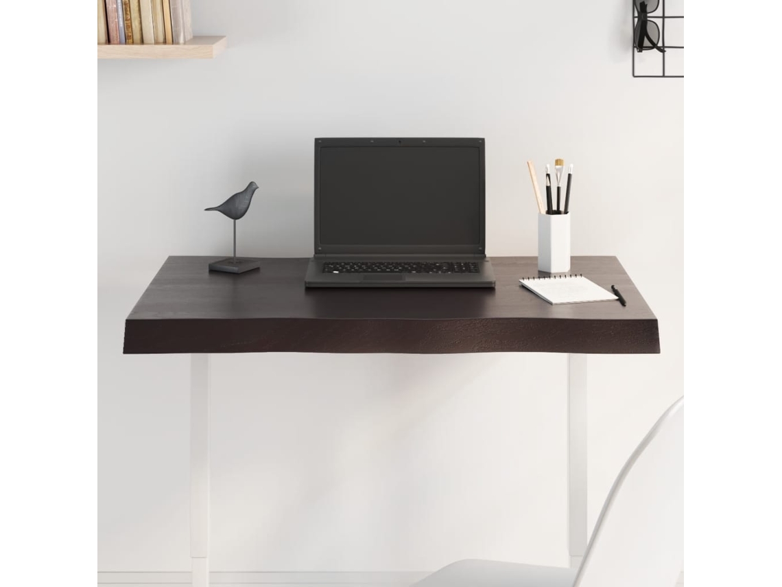Vidaxl Tampo De Mesa Com Bordas Vivas Maciço Tratado Castanho-escuro