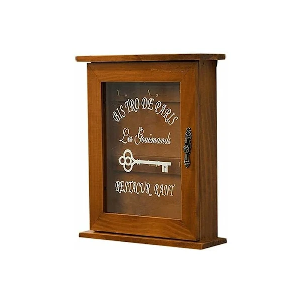 Armário de Chaves Madeira, Armário de Chaves Vintage para Parede com Porta Magnética BRILVIBERA