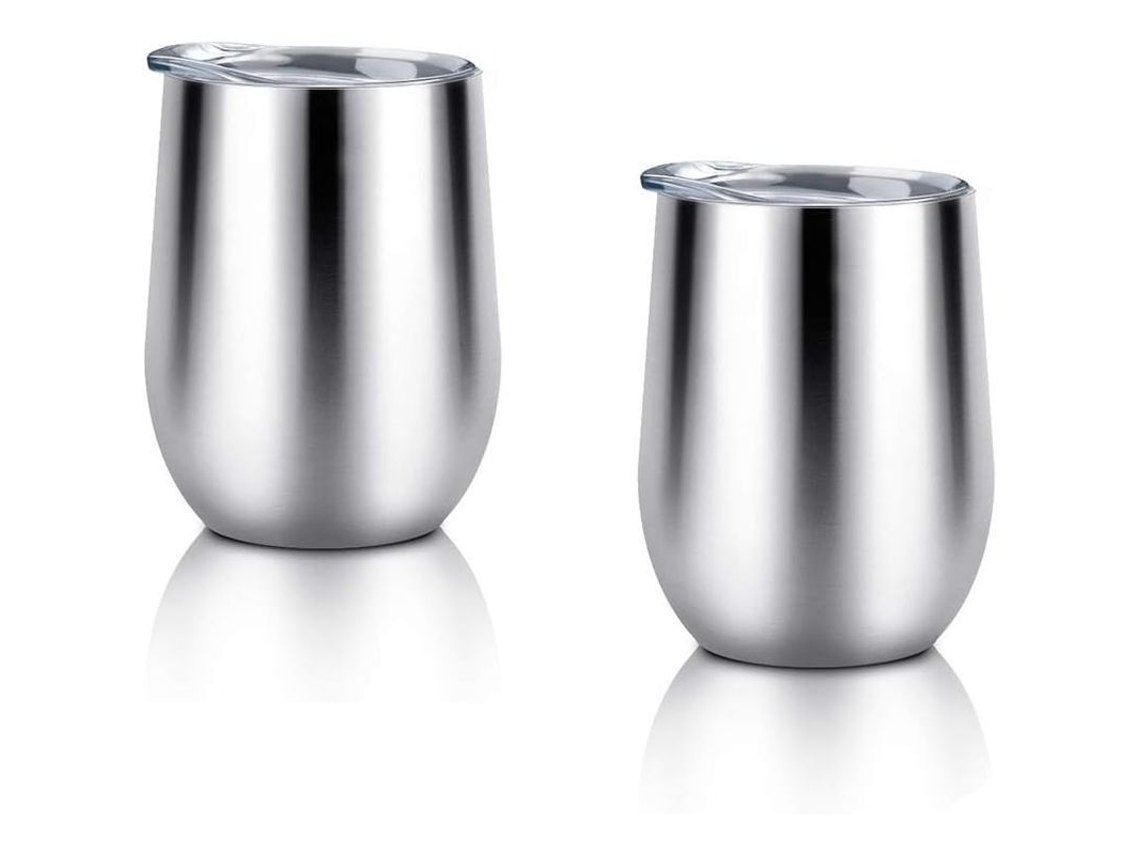 Copo de Vinho Isolado Nova LINE com tampa 355ml inox parede dupla vácuo S/MARCA