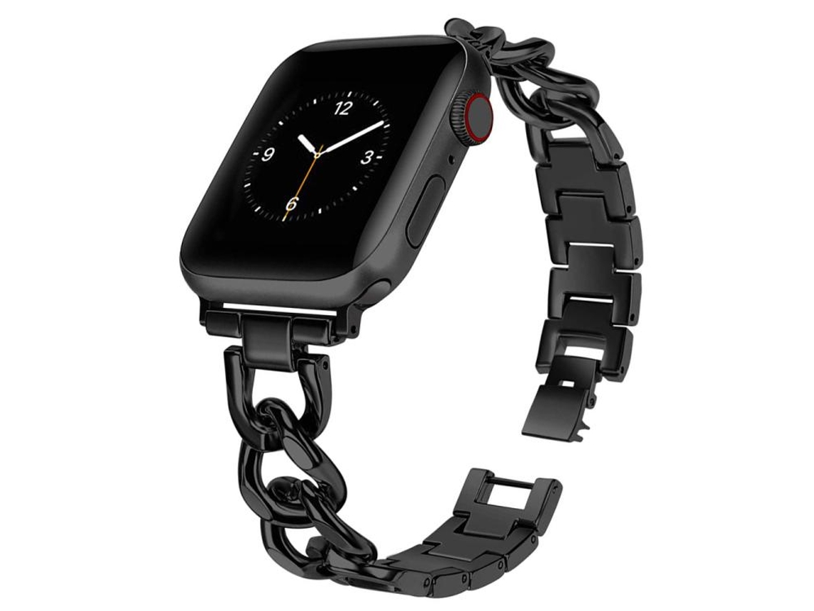 Bracelete para Apple Watch 46/49/45/44mm Metal com Círculo Duplo Preto XIAOMOYU