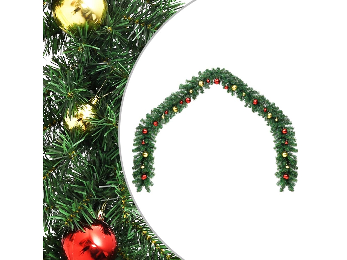 Vidaxl Grinalda De Natal Decorada Com Enfeites 10 M