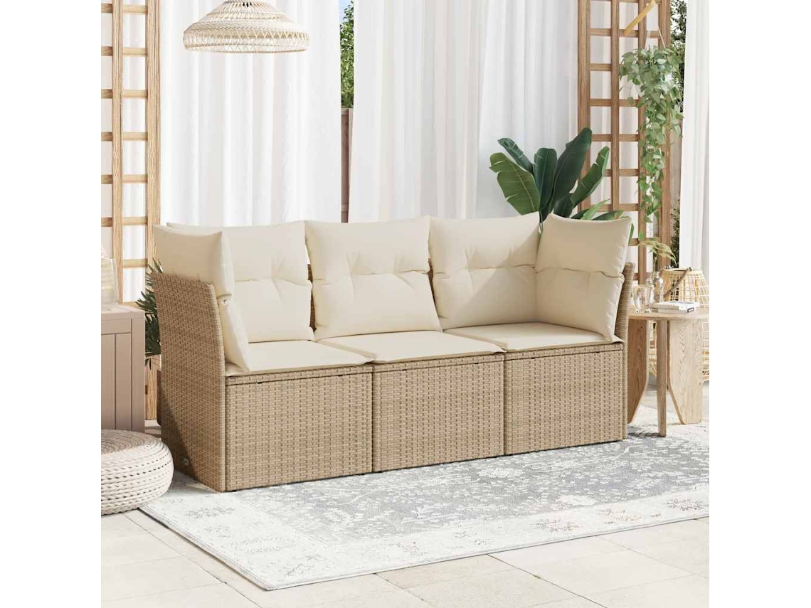Conjunto de Móveis de Jardim HARLANV1 com lounge e almofadões em plástico branco