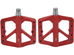 Pedais vermelhos para mountain bike, duráveis, em fibra de nylon.