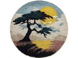 Kit Fazer Tapete De Crochê, Árvores E Paisagens Grandes, Conjunto De Gancho Tapete Com Tela Impressa, Crochê