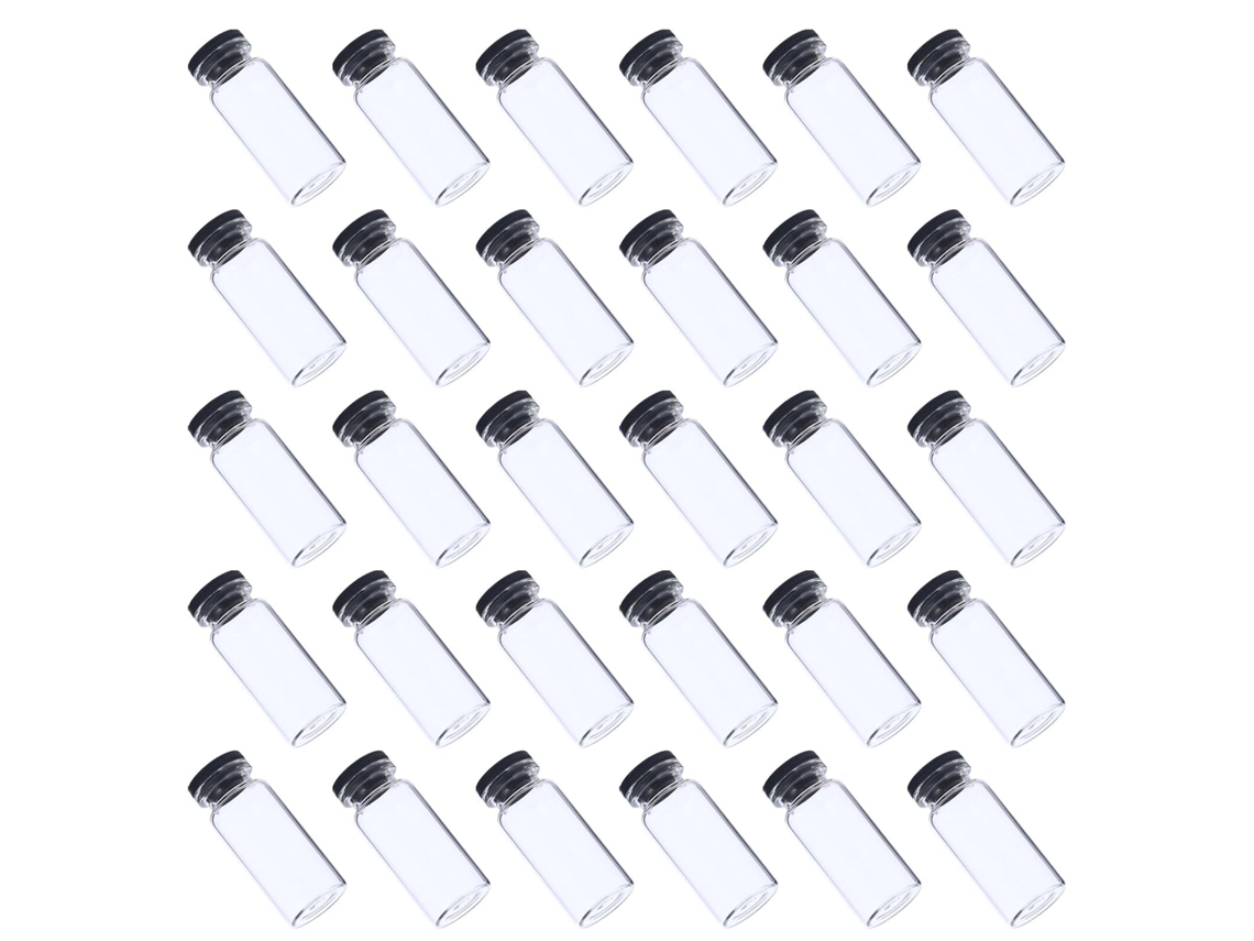 Conjunto De 30 Frascos De Vidro Transparente Com Tampas De Fundo Plano, Grossas E Resistentes.