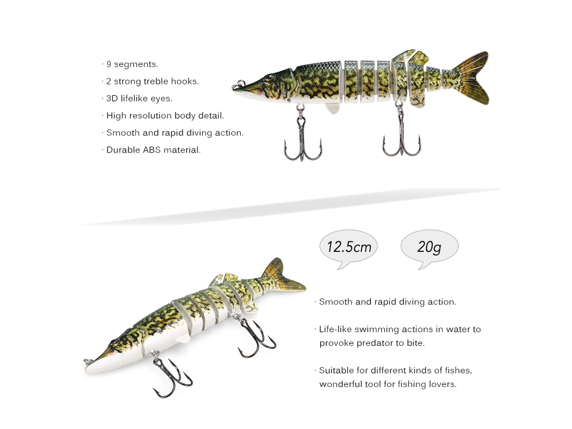 Isca Artificial Pike 12.5cm 20g 9 Segmentos