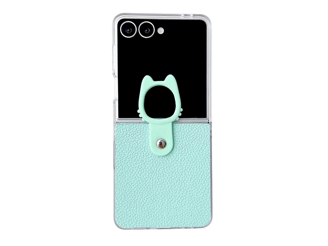 Capa Transparente Em Pu + Pc Com Suporte De Anel Para Samsung Galaxy Z Flip6 5g