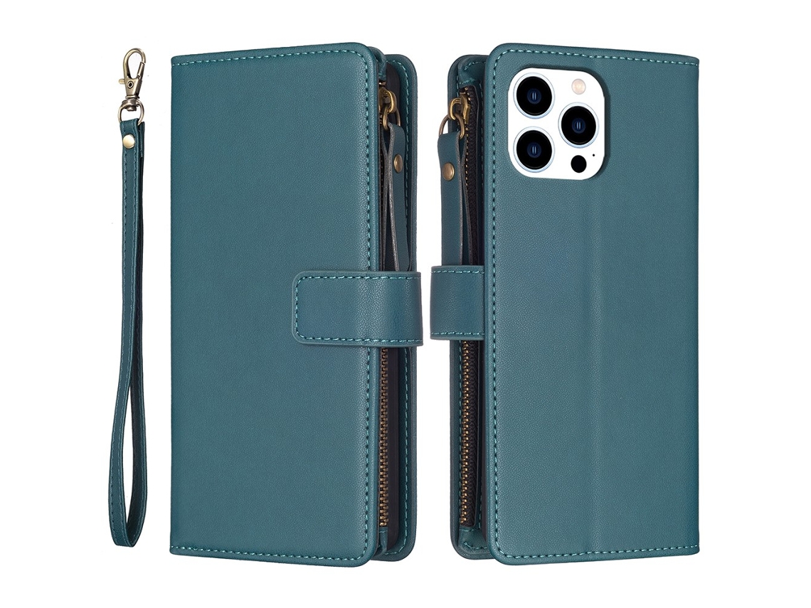 Capa Em Couro Pu, Para Iphone 16 Pro Max - Verde