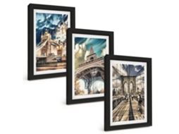 Composição De Quadrospontes, Torres, Cidades Europeias Moldura Preta Imagens Para Um Quarto Infantil Espelharte (3 Peças 20x30 Cm)