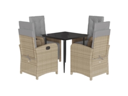 Conjunto de 5 Jantar para Jardim com Almofadões Vime Pe Bege MAISON EXCLUSIVE