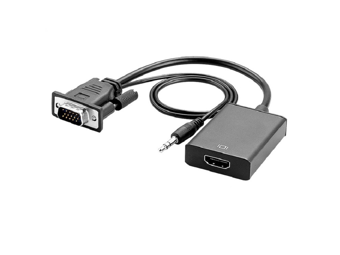 Cabo conversor VGA para HDMI, conexão de computador e TV, com áudio