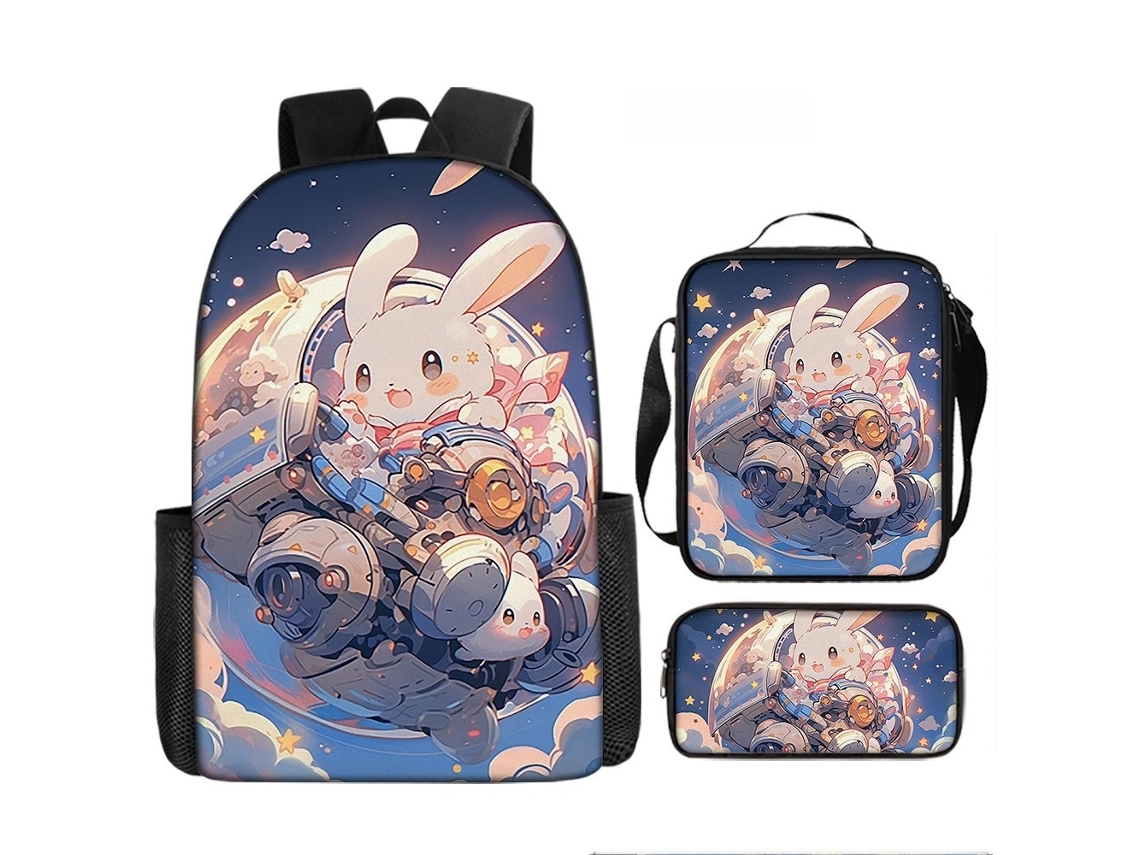 Mochila De Estudante 17 Polegadas - Conjunto 3 Peças Com Estojo E Lancheira Ideal Para Escola (estilo P)