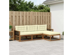 Vidaxl Conjunto De Sofás Para Exterior 4 Pcs Natural E Creme