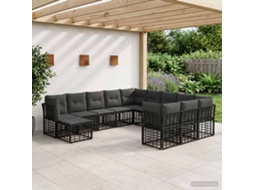 Vidaxl Conjunto de Sofás para Exterior 12 Pcs Preto e Cinza Escuro