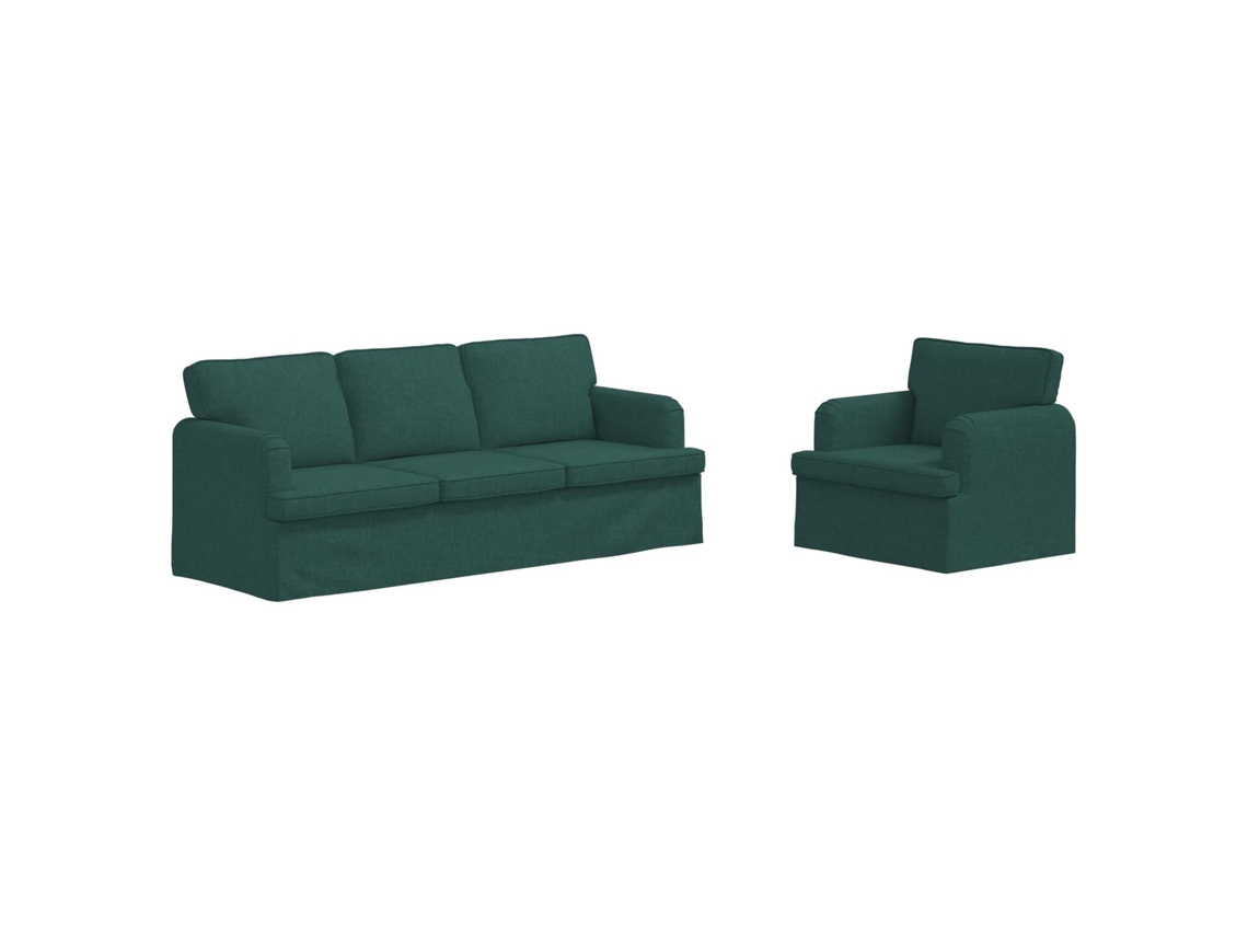 Maison Exclusive - Conjunto De Sofás 2 Pcs Verde Escuro 201 X 80 X 85 Cm Tecido