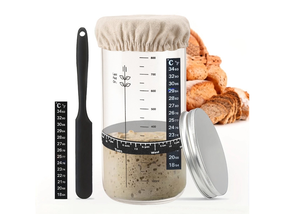 Kit De Fermento Natural Em Vidro, Cor Transparente, Dispositivo Caseiro Para Fermentação De Pão, Acessórios Para Panificação