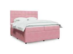 Vidaxl Cama Com Molas/colchão 200x200 Cm Veludo Rosa
