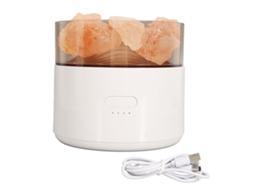 Diffusor Aroma Lamp Com Umidificador Luz Sal Cristal Branco 200ml