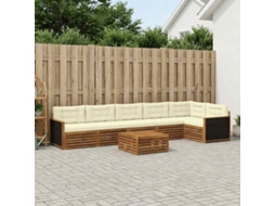 Vidaxl Conjunto De Sofás Para Exterior 7 Pcs Natural E Creme