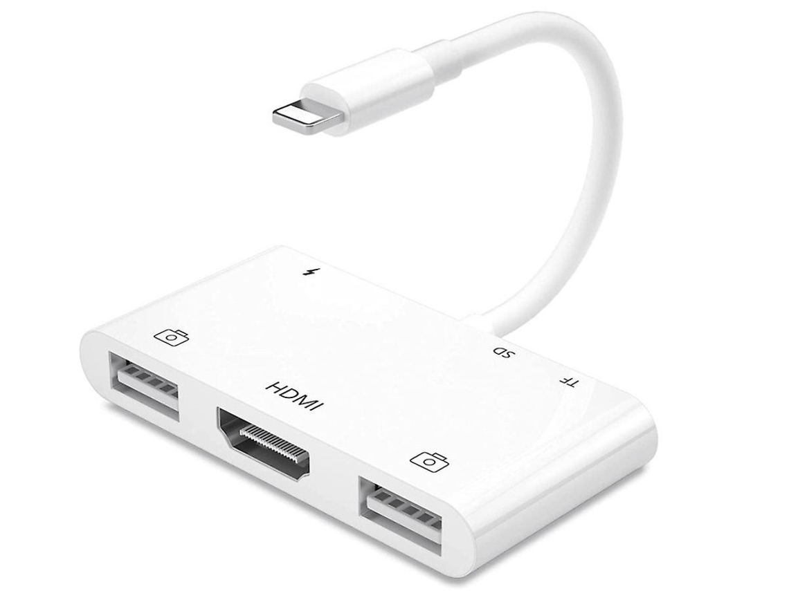 Leitor De Cartão Sd Tf Iluminação Hdmi Para Tv, Leitor Memória, Av Digital, 1080p, Hdmi, Carregamento, Compatível Teclado/mouse Ios Branco Yizhood