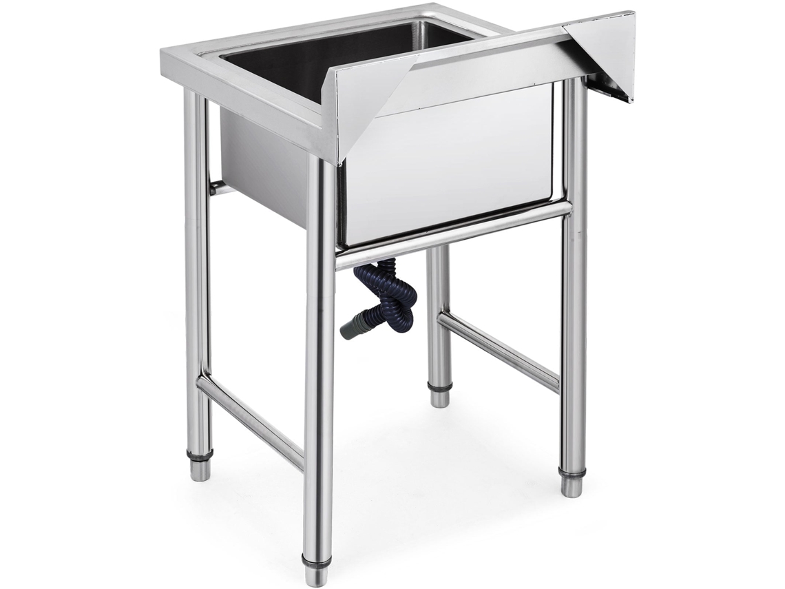 Pia Comercial de Aço Inoxidável 1 Compartimento com Tamanho 44 X 25 Cm e Total 93 61 60 para Cozinha 4 Pés em Formato H Balcão Inferior