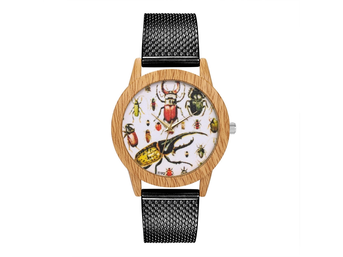 Relógio analógico de quartzo moderno para homens e mulheres, pulseira casual (preto)