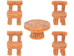 Kit de Mesa e Cadeiras em Miniatura Kichouse com 5 Peças Mini Cadeiras de Resina para Escritório Mobiliário para CHABERLU