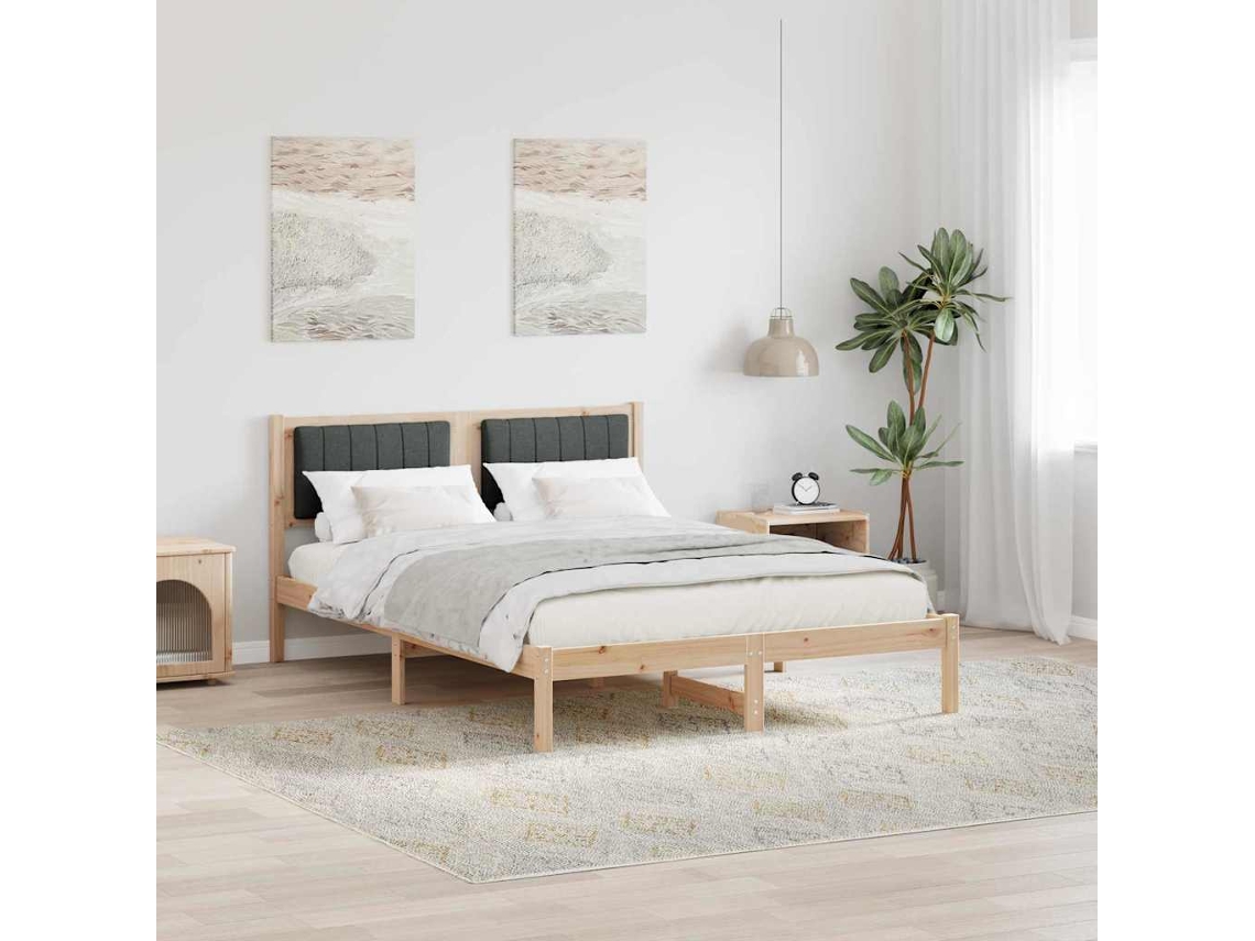 Vidaxl Estrutura De Cama Com Cabeceira Estofada Cinza Escuro