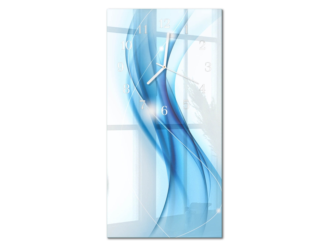 Relógio De Parede De Vidro Azul Espelharte (30x60 Cm)