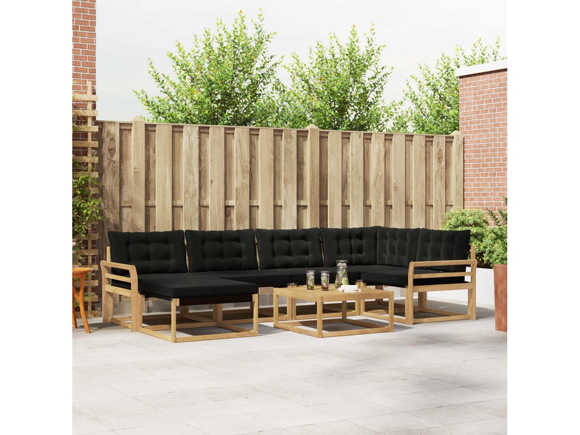 Vidaxl Conjunto De Sofás Para Exterior 7 Unid. Branco E Preto