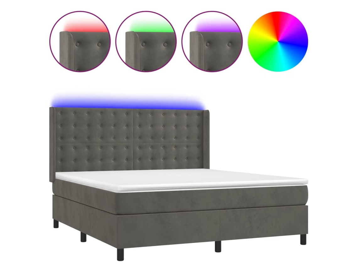 Box Spring Bed, Box Spring Beds Vidaxl Cinzeto Veludo (180 X 200 Cm)