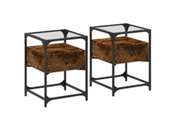 Bedside Cabinet, Bedside Cabinets Vidaxl Marrom Madeira Processada (n/a)