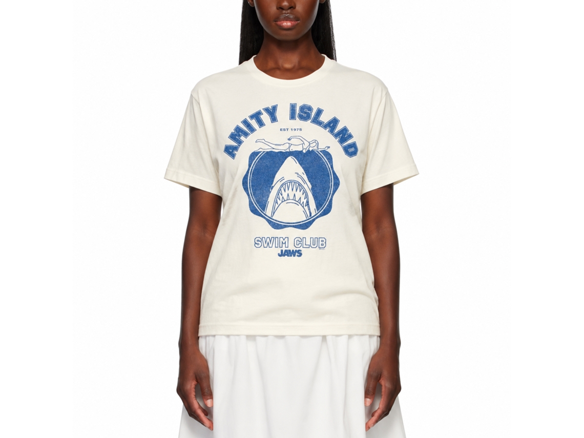 Rockinstone Jaws Movie Amity Island Swim Club Solid Natural Adult T-shirt Size:xxl