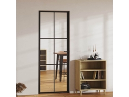 Vidaxl Porta De Interior Em Vidro Esg E Alumínio 76x201,5 Cm Preto