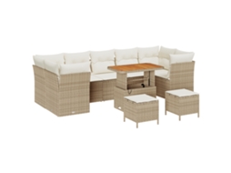 Conjunto 10 Sofá De Jardim Vidaxl Bege Vime Pe (90 X 55 X 71 Cm)