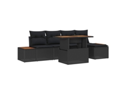 Vidaxl Conjunto De Sofá De Jardim 6 Unid. Preto E Marrom