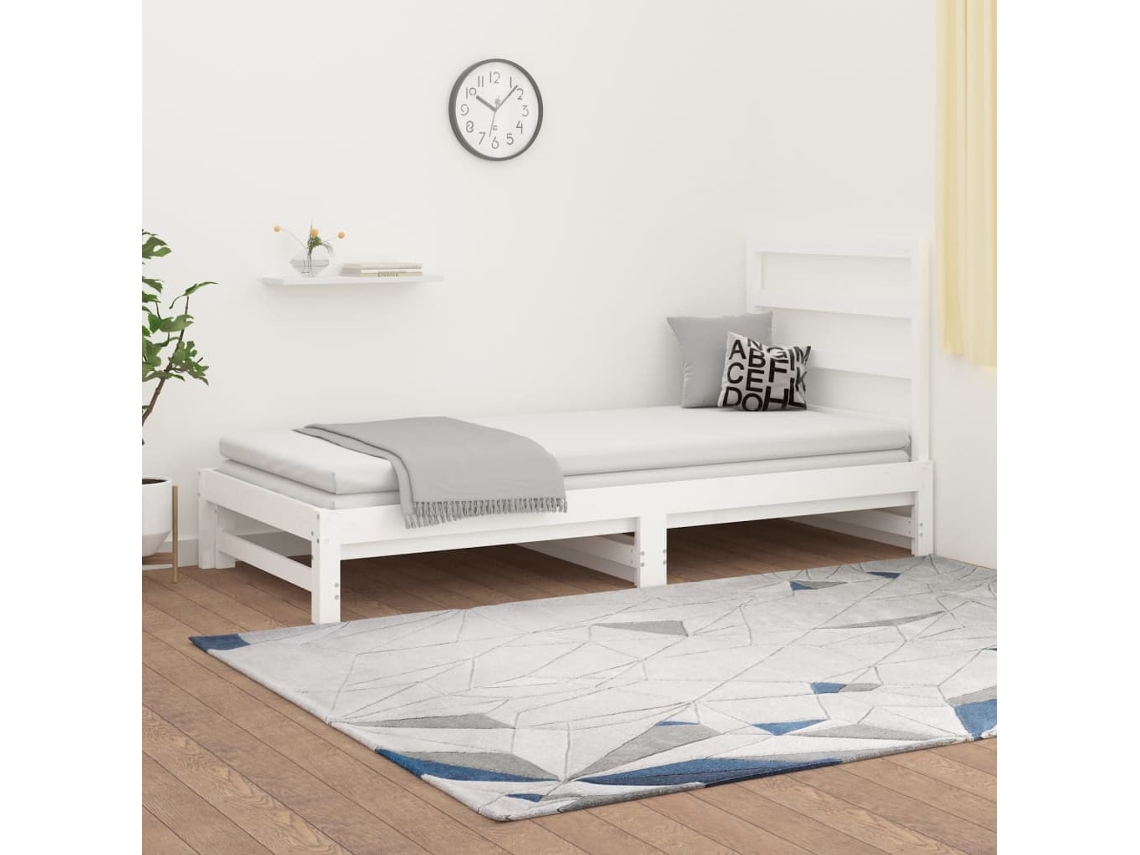 Sofá cama extraíble 2x (90x200) cm pino macizo blanco