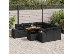 Vidaxl 9 Pcs Conjunto De Sofás P/ Jardim C/ Almofadões Vime Pe Preto