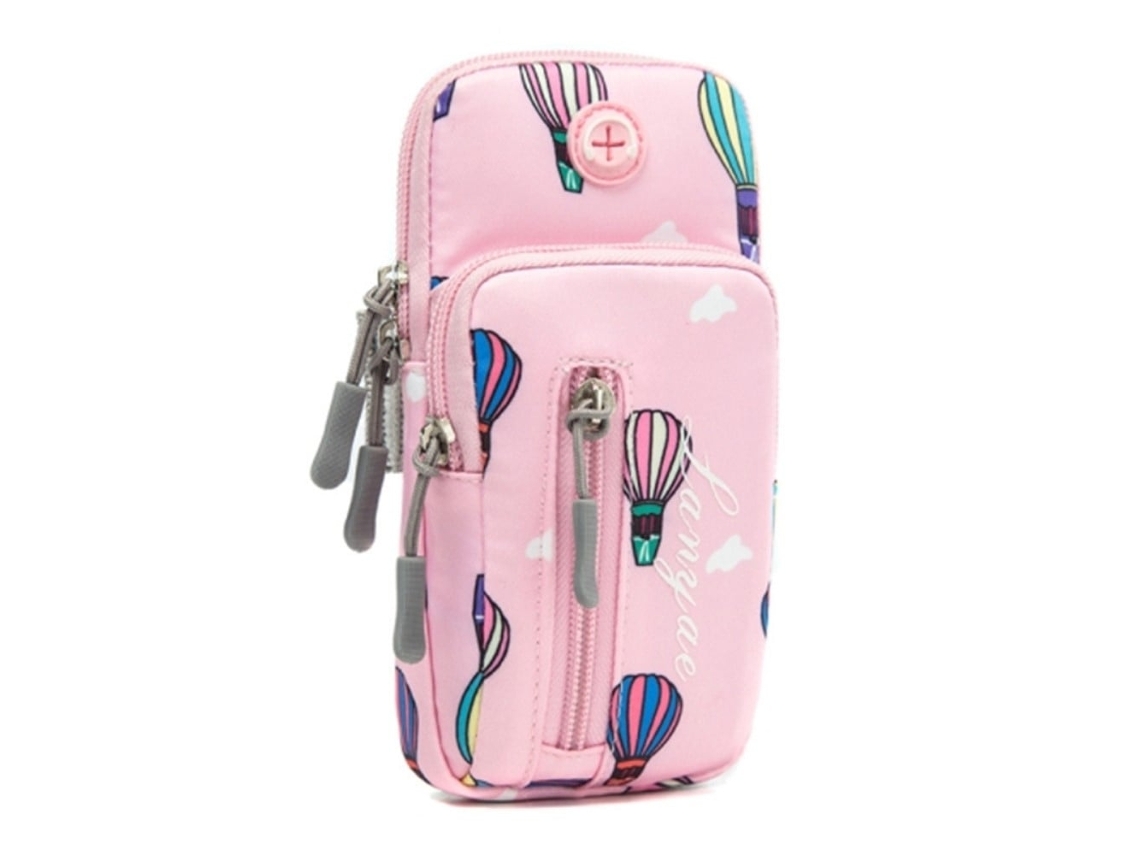 Pulseira Elástica Universal Com Estampa De Balão De Ar Quente - Capa Para Celular - Rosa / Tamanho: P
