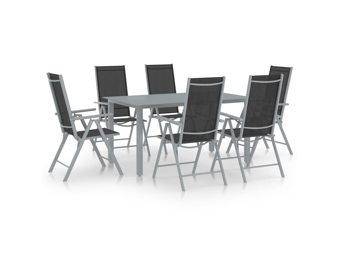 Pcs Conjunto De Jantar Para Jardim Alumínio Prateado E Preto Dkd Home Decor