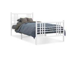 Estrutura de Cama com Cabeceira e Pés 100x200 cm Metal Branco MAISON EXCLUSIVE