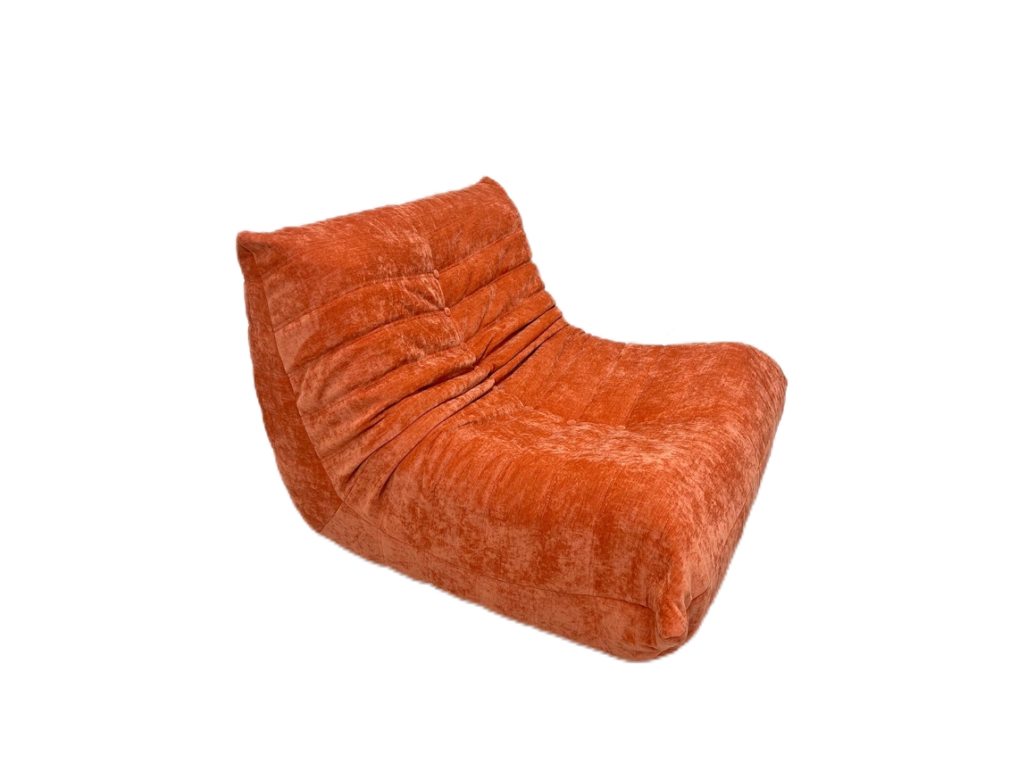 Sofá Togo One Seater, Laranja, Sem Montagem, Cama de Casal Espuma, Design Ergonómico, Estofo Soft Touch